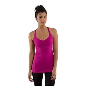 Lululemon Tank Top Women's‎ Size 6 US Raspberry Pink Practice Daily Satin Straps
